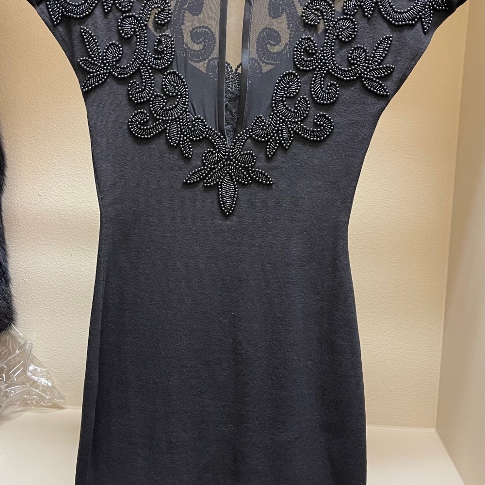 Carmen Marc Valvo beaded little black dress